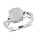 Sri Lankan Silver Moonstone and Simulated Red Diamond Ring in Sterling Silver 2.32 ctw - Sticky add to cart bar