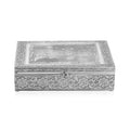 Handcrafted Aluminium Tree Embossed 2 Tier Jewelry Box (11x3x8 in) with Scratch Protection Interior - Sticky add to cart bar