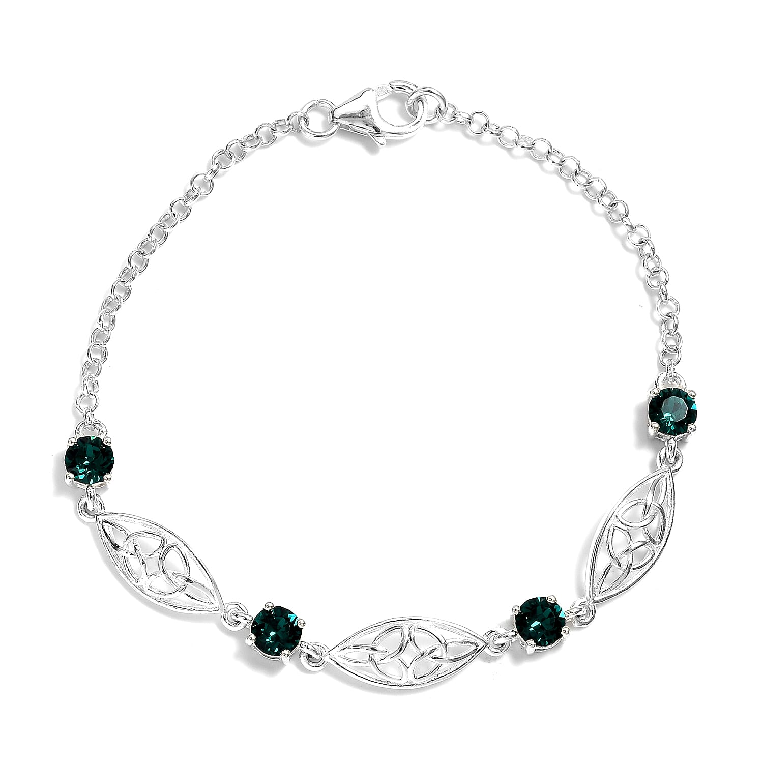 Emerald Crystal Bracelet in Sterling Silver (7.25 In)