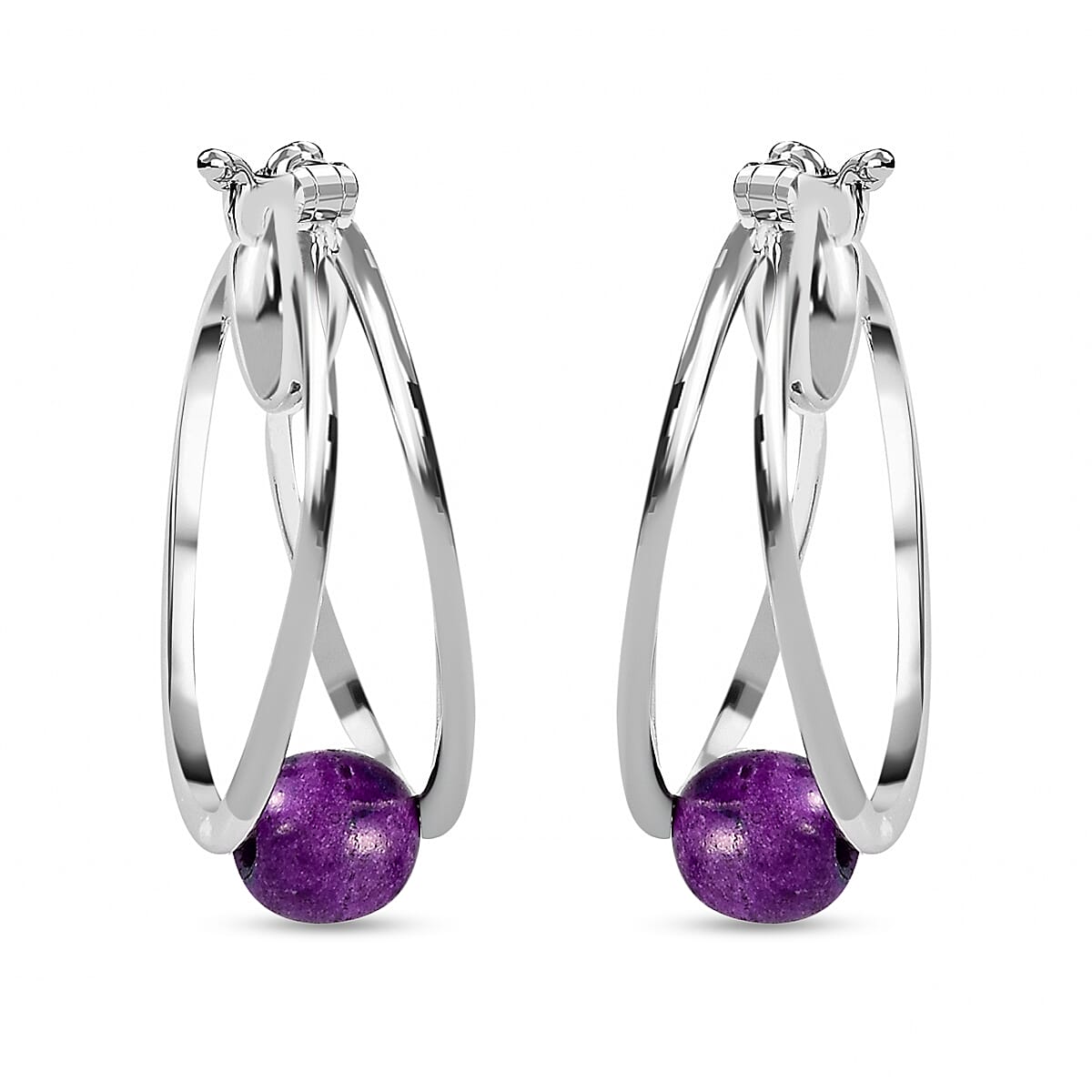 D'Joy Mojave Purple Turquoise 2.40 ctw Earrings in Sterling Silver, Fancy Earrings, Birthday Gifts