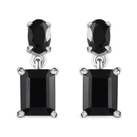 5.40 ctw Natural Thai Black Spinel Earrings in Stainless Steel