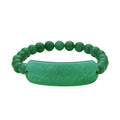 Green Jade Ancient Coin Detail Carved Bar and Beaded Stretch Bracelet 150 ctw - Sticky add to cart bar