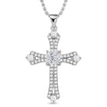 Simulated Diamond Cross Pendant Necklace 20 Inch in Goldtone and ION Plated YG Stainless Steel - Sticky add to cart bar