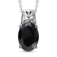 7.65 ctw Natural Thai Black Spinel Pendant Necklace 20 Inch in Stainless Steel