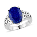 Lapis Lazuli Openwork Solitaire Ring in Stainless Steel (Size 10.0) 6.00 ctw - Sticky add to cart bar
