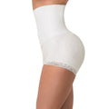 SANKOM Patent Lace Brief Shaper with Pearl Fibers - XS | White - Sticky add to cart bar