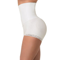 SANKOM Patent Lace Brief Shaper with Pearl Fibers - XS | White