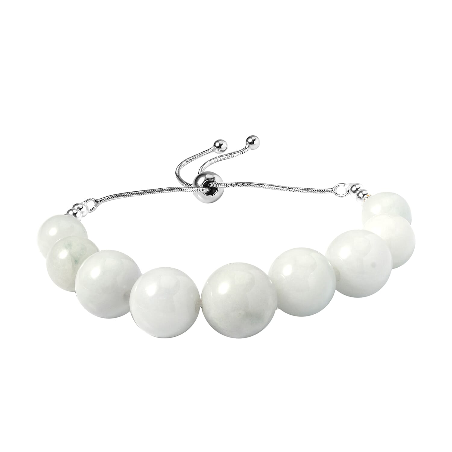 Natural Jade 38.85 ctw Beaded Bolo Bracelet in Sterling Silver