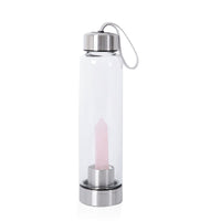 Glass Bottle with Rose Quartz Crystal (18.6 oz)