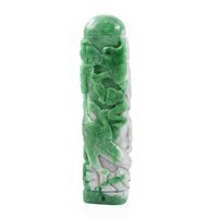 Green Jade Column Dragon with Auspicious Clouds Decoration (7.5x1.5x1.5 in)