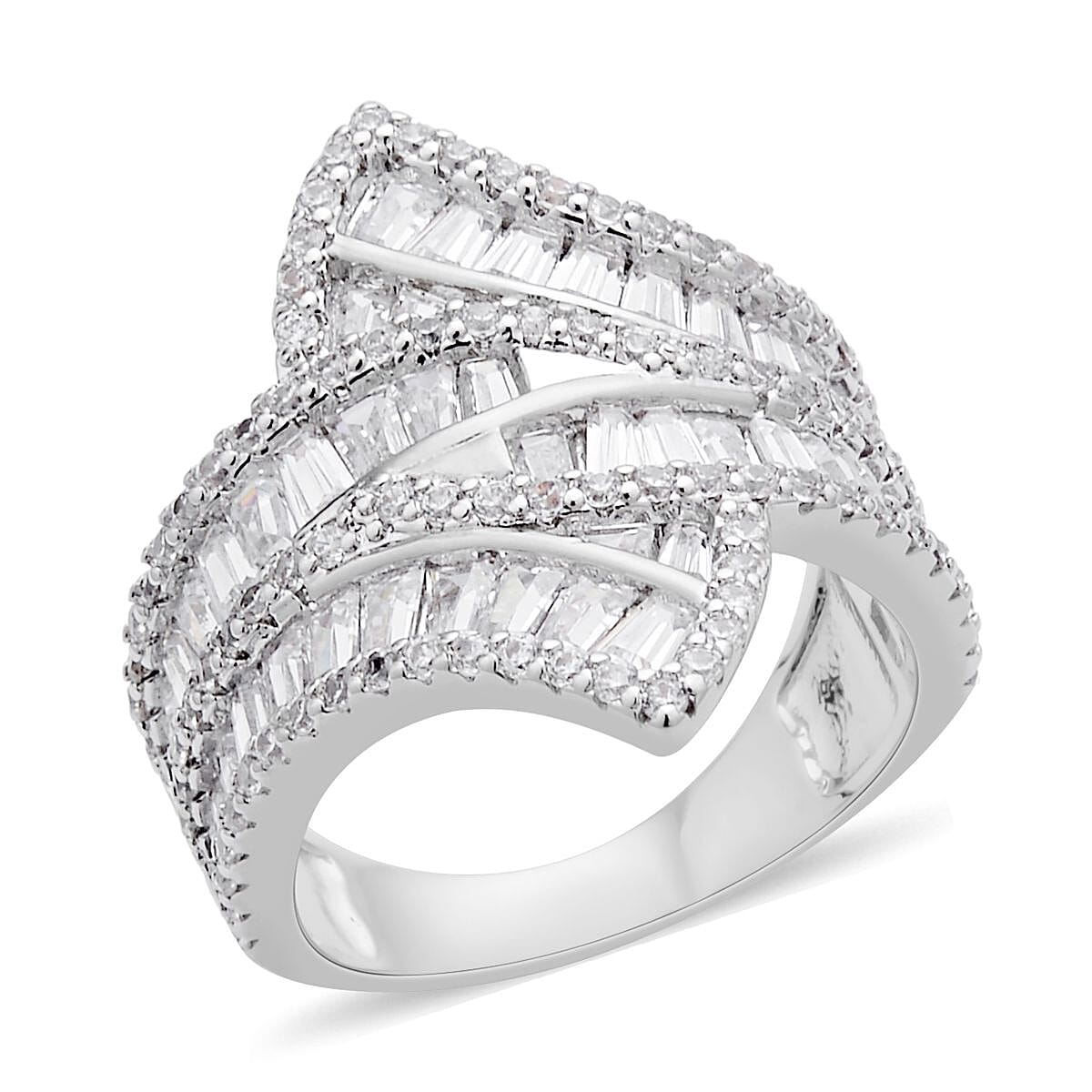 Simulated Diamond Ring in Silvertone 5.10 ctw