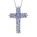 Tanzanite Cross Pendant Necklace 20 Inches in Platinum Over Sterling Silver 7.75 ctw - Sticky add to cart bar