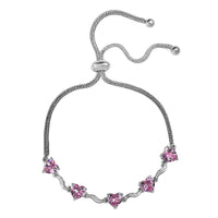 Simulated Pink Sapphire Bolo Bracelet in Stainless Steel and Sterling Silver