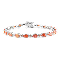 Simulated Orange Diamond Tennis Bracelet in Silvertone (7.25 In)