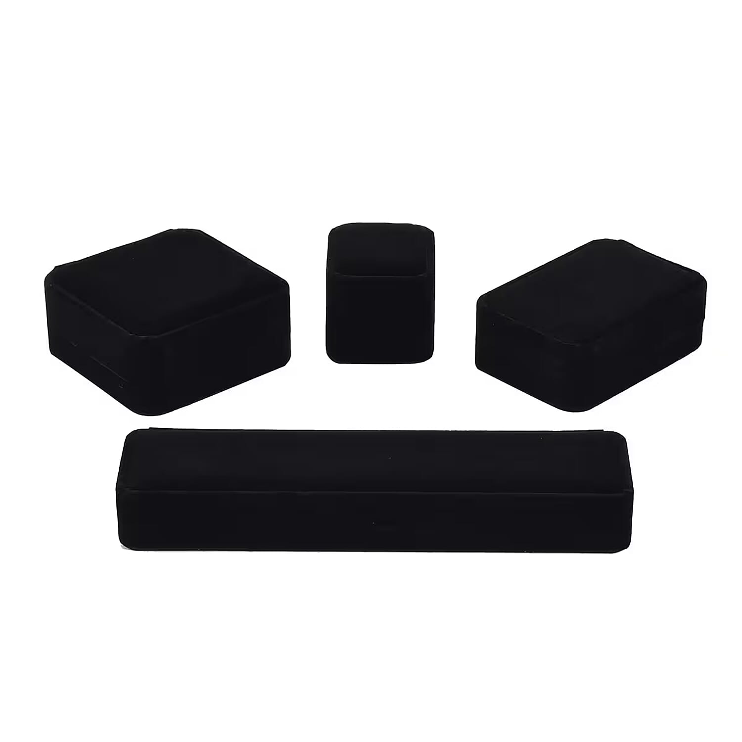Set of 4 Black Velvety Jewelry Box (1.5x1.5 - 8x1x2 in)