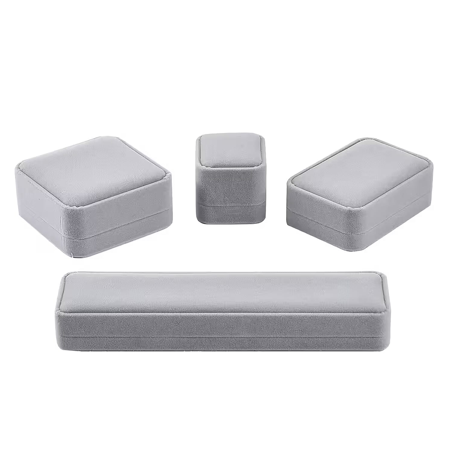 Set of 4 Black Velvety Jewelry Box (1.5x1.5 - 8x1x2 in)