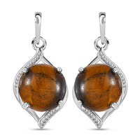 9.65 ctw South African Tigers Eye Drop Earrings in Sterling Silver