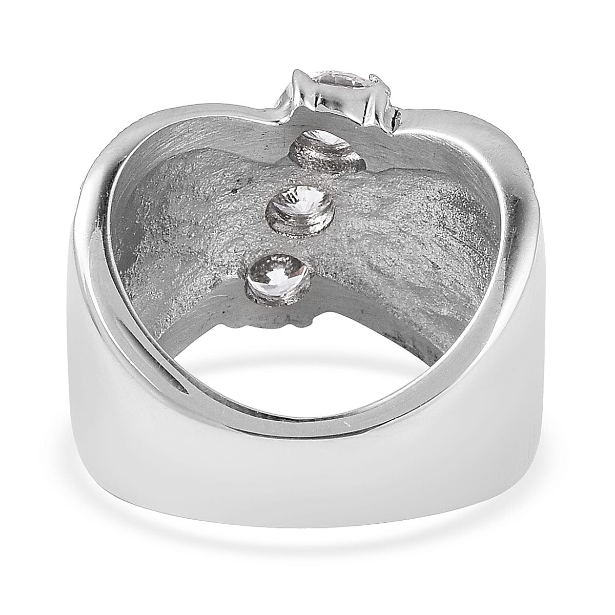 Simulated Diamond and Hematite Color Austrian Crystals Ring in Black Oxidized Stainless Steel (Size 10)