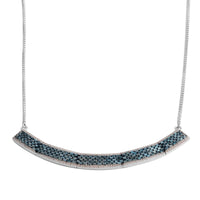 3.10 ctw Blue Diamond and Diamond Adjustable Necklace 22 Inch in Sterling Silver