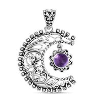 Artisan Crafted 1.50 ctw Amethyst Sun and Moon Pendant in Sterling Silver
