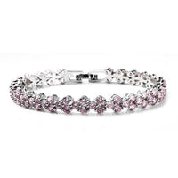 Simulated Pink Diamond Bracelet in Silvertone (7.25 In)
