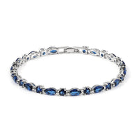 Simulated Blue Diamond Bracelet in Silvertone (8.00 In)