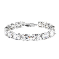 Simulated Diamond Bracelet in Silvertone (8.00 In)