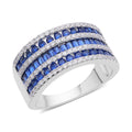 Simulated Blue and White Diamond Band Ring in Silvertone 3.00 ctw - Sticky add to cart bar
