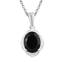 Natural Thai Black Spinel Magnetic Clasp Pendant Necklace 20 Inches in Sterling Silver and Stainless Steel 3.25 ctw