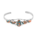 SANTA FE Style Kingman Turquoise Cuff Bracelet in Sterling Silver (6.25 in) (16.60 g) 20.00 ctw - Sticky add to cart bar