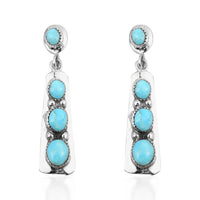 Santa Fe Style Kingman Turquoise Drop Earrings in Sterling Silver 4.25 ctw