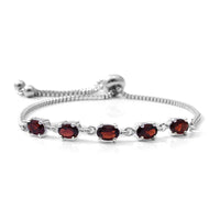 Mozambique Garnet Bolo Bracelet in Sterling Silver and Stainless Steel 2.80 ctw