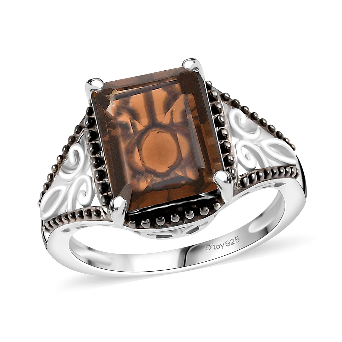 Brazilian Smoky Quartz Ring in Platinum Over Sterling Silver 3.65 ctw