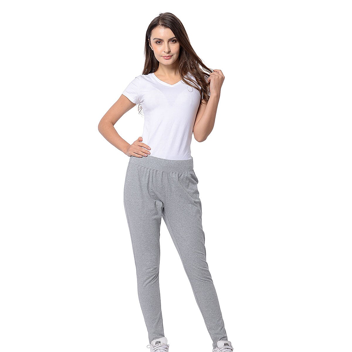 Marigold & Lotus Black High Waist Elastic Legging Pants (XXL, Viscose)