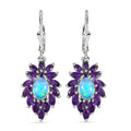 D'Joy Premium Royal Ethiopian Welo Opal and Amethyst 3.75 ctw Lever Back Earrings in Platinum Over Sterling Silver - Sticky add to cart bar