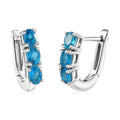 D'Joy Malgache Neon Apatite Huggie Hoop Earrings, Apatite Three Stone Earrings, Platinum Over Sterling Silver Earrings, Gifts For Her 1.10 ctw - Sticky add to cart bar