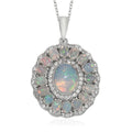 Ethiopian Welo Opal, Cambodian Zircon Pendant Necklace (20 in) in Platinum Over Sterling Silver 4.25 ctw - Sticky add to cart bar
