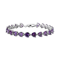 Simulated Purple Diamond Bracelet in Silvertone (8.00 In)
