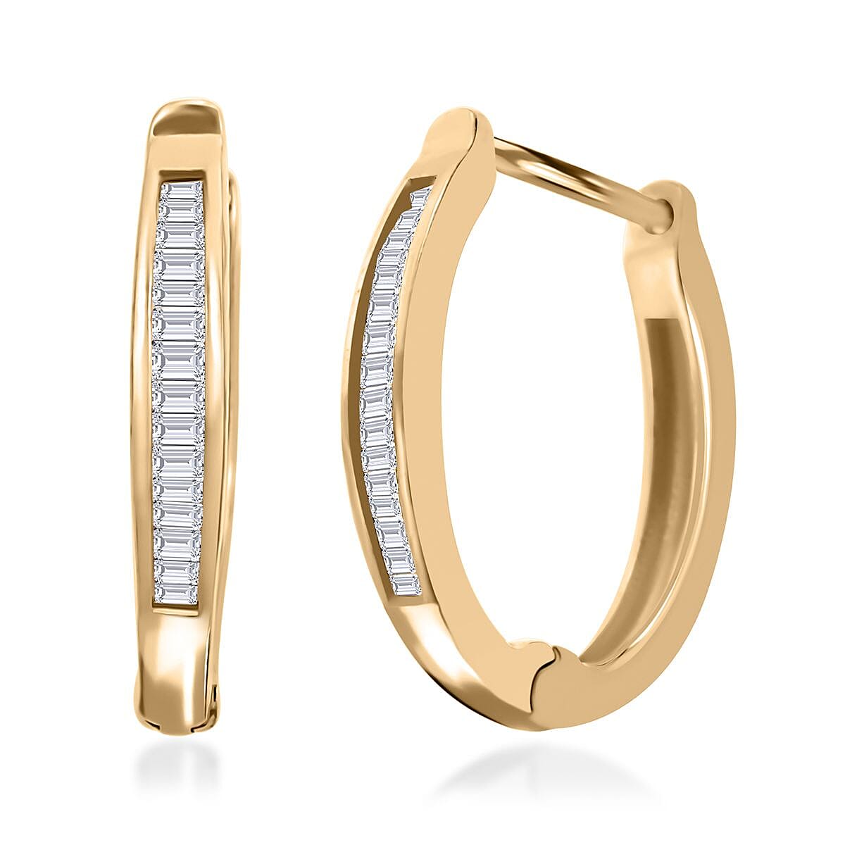 Diamond G-H I3 Earrings in 14K Yellow Gold Over Sterling Silver 0.25 ctw