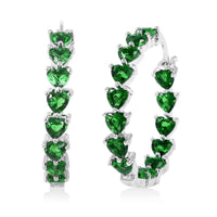 Simulated Ruby Inside Out Hoop Earrings in Silvertone