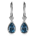 D'Joy London Blue Topaz 1.85 ctw Lever Back Drop Earrings in Sterling Silver - Sticky add to cart bar