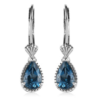 D'Joy London Blue Topaz 1.85 ctw Lever Back Drop Earrings in Sterling Silver