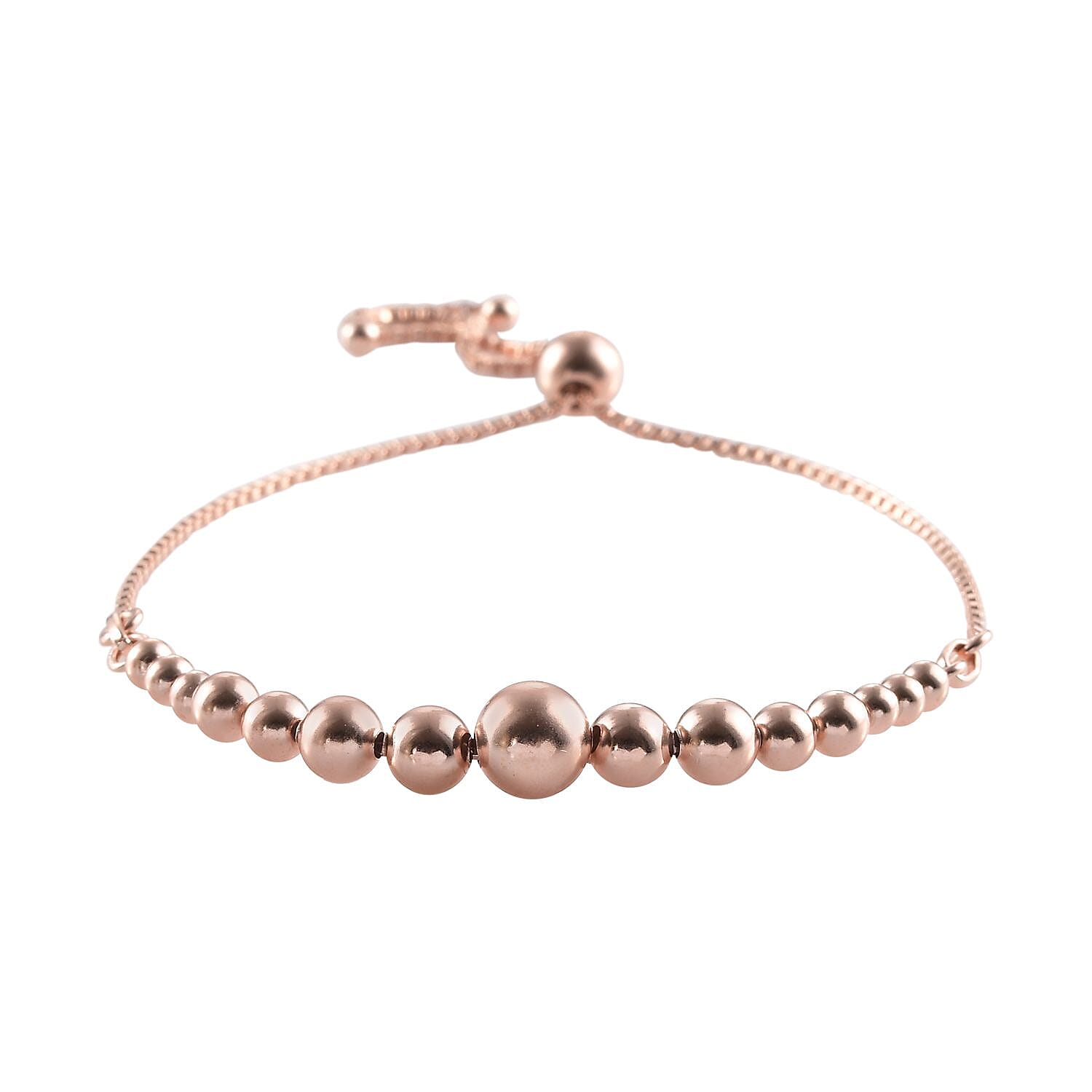 Artisan Crafted 14K RG Over Sterling Silver Beaded Bolo Bracelet (4.50 g)