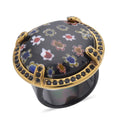 Black Murano Style and Black Austrian Crystal Ring in ION Plated Yellow Gold and Black Stainless Steel - Sticky add to cart bar