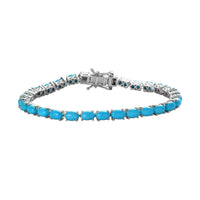 Sleeping Beauty Turquoise Bracelet in Platinum Over Sterling Silver, Tennis Bracelet, Silver Tennis (7.25 In) 13.50 ctw