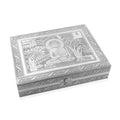 Handcrafted Buddha Embossed Aluminum Oxidized Jewelry Box with Anti-Tarnish & Scratch Protection Interior - Sticky add to cart bar