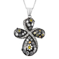 Murano Style Glass Necklace For Women in Stainless steel, Cross Pendant - Sticky add to cart bar