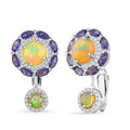 Ethiopian Welo Opal and Multi Gemstone Ear Jacket Earrings in Platinum Over Sterling Silver 7.80 Grams 5.70 ctw - Sticky add to cart bar