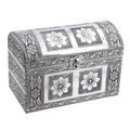 Handcrafted Treasure Box in Silvertone (8x4.5x5.5 in) with Scratch Protection Interior - Sticky add to cart bar