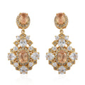 Imperial Garnet and Zircon, Natural Champagne Diamond Earrings in Vermeil Yellow Gold Over Sterling Silver 10.00ctw - Sticky add to cart bar